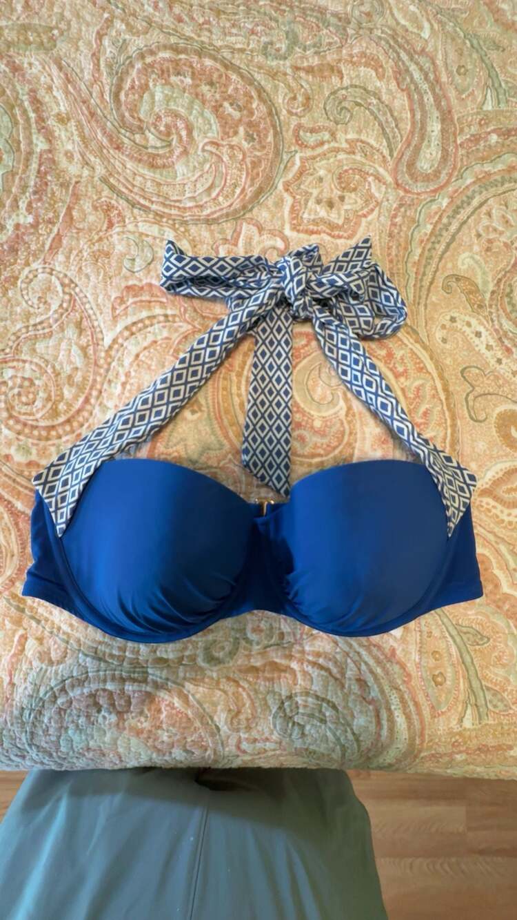 Lands' End cobalt royal blue retro balconette bikini website top, size 12